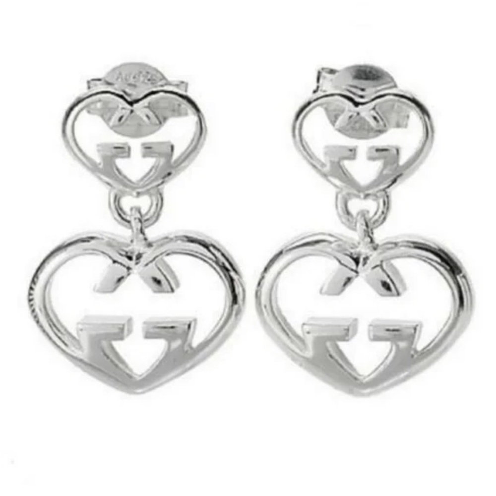 GUCCI Love Britt Double G Heart Drop Earrings
